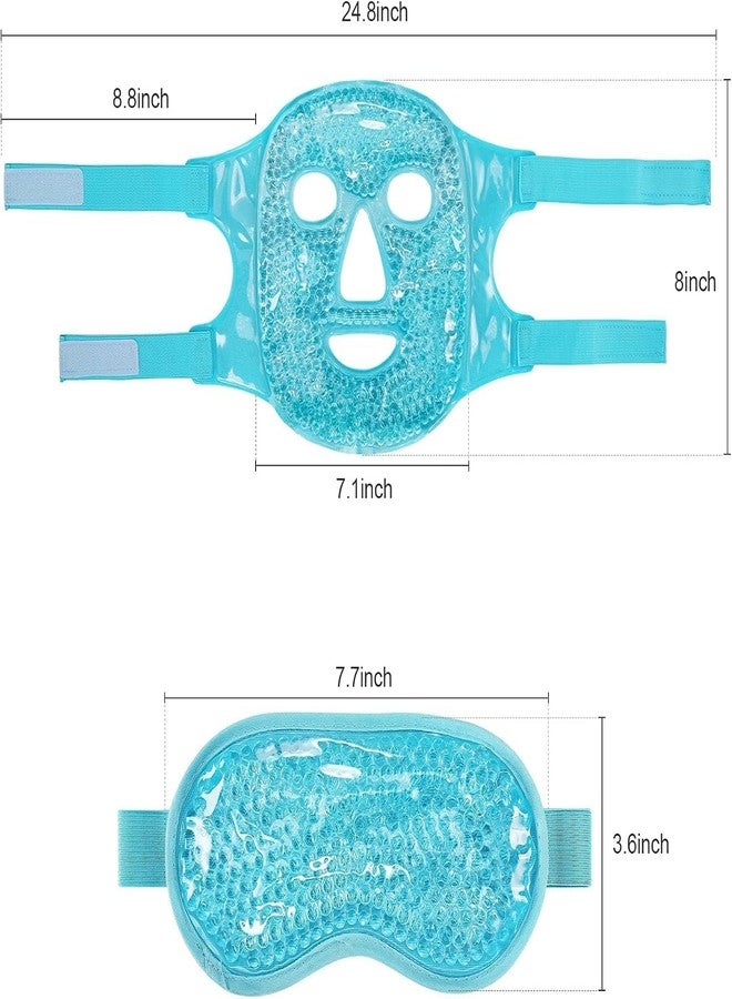 JUDEE Reusable Gel Beads Eye & Face Mask Combo - Hot & Cold Therapy Mask Set for Relaxation, Comfort, and Stress Relief - Soft and Adjustable Eye and Face Masks (Blue) - Image 5
