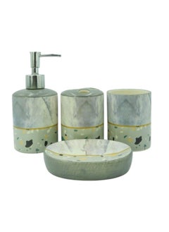 BABAZAM 4 Pieces Bathroom Accessories Set Toothbrush Cup & Holder Lotion Liquid Soap Dispenser & Tray Multicolor 22x26x9cm  - Image 2