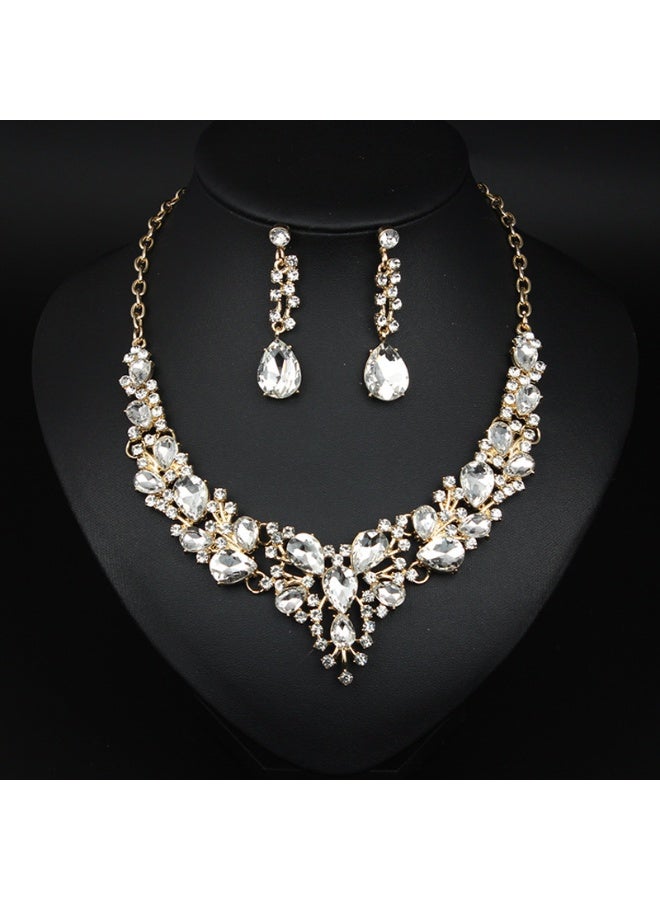 NIBEMINENT Fashion Crystal Necklace and Earring Set - Bridal Wedding Jewelry