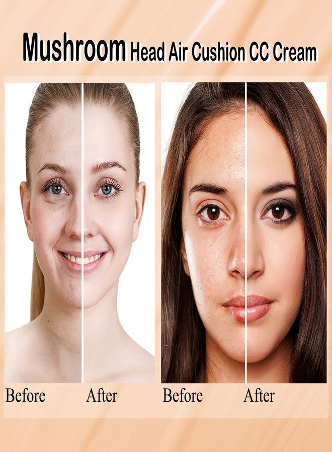Hilareco Mushroom Head Air Cushion CC Cream Nature Foundation, Moisturizing BB Cream, Long Lasting Matte Concealer, Bright Makeup Base with Mushroom Makeup Sponge (#05 Sand) - Image 5