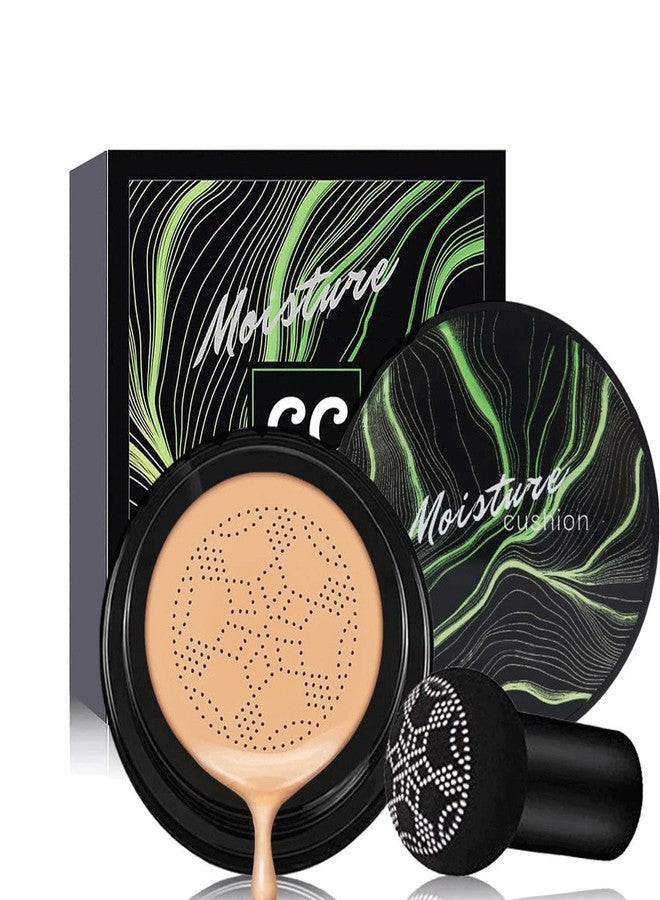 Hilareco Mushroom Head Air Cushion CC Cream Nature Foundation, Moisturizing BB Cream, Long Lasting Matte Concealer, Bright Makeup Base with Mushroom Makeup Sponge (#05 Sand) - Image 1
