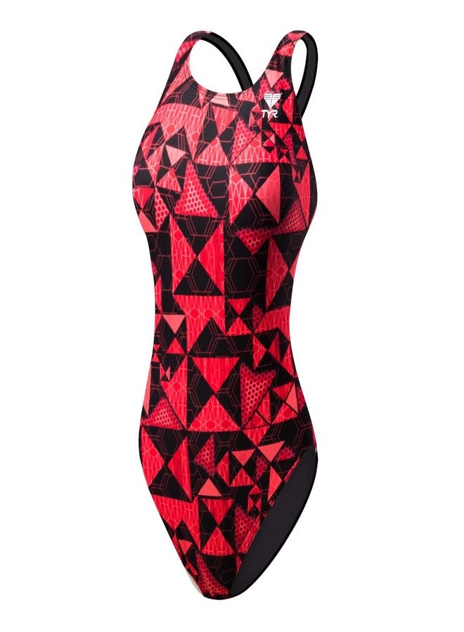 تي واي ار بدلة سباحة نسائية من البوليستر من TYR، موديل Kaleidoscope Maxfit، مقاس 34 (أحمر) - Image 1