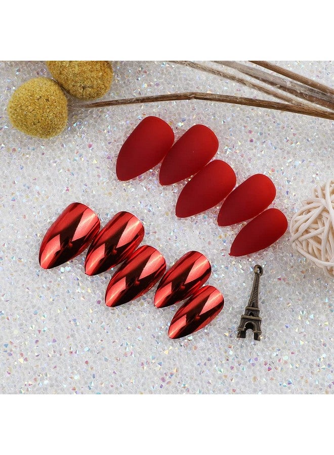 رابيدز فلو مجموعة 24 قطعة من الأظافر الصناعية الفرنسية الطويلة وصلات أظافر كاملة مع غراء مرفق بالأظافر (12 مطفي + 12 لامع) - Image 1