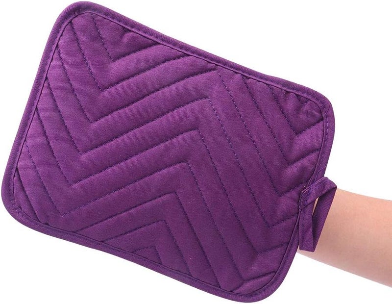 ANYI Pot Holders for Kitchen Heat Resistant, Cotton Hot Pads for Counter Table, Purple Kitchen Pot Holders with Pocket - Image 3