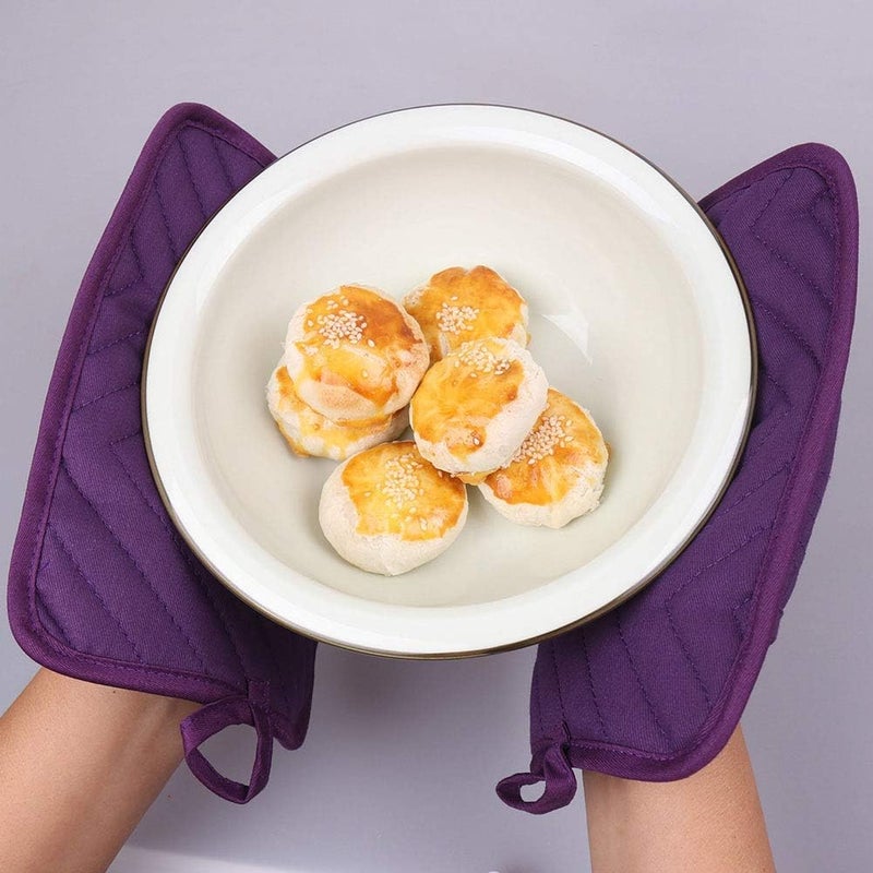 ANYI Pot Holders for Kitchen Heat Resistant, Cotton Hot Pads for Counter Table, Purple Kitchen Pot Holders with Pocket - Image 4