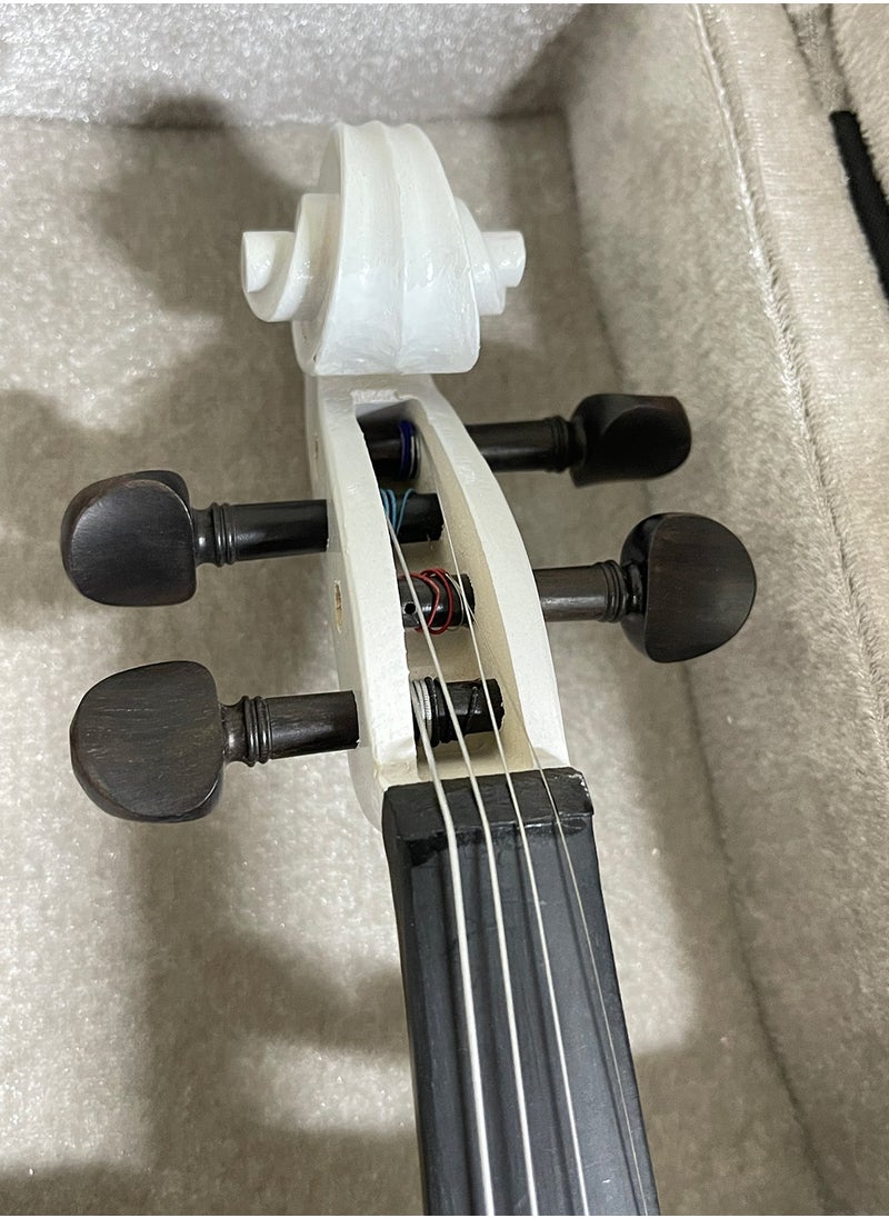 Mike Music - Electric Violin Full Size 4/4, Silent Electric Violin Set, Solid Wood Metallic Electric Fiddle with Ebony Fittings, Beginner Kit for Adults Teens White - Image 1