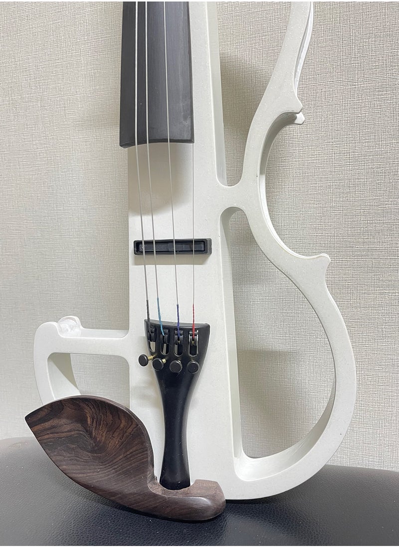Mike Music - Electric Violin Full Size 4/4, Silent Electric Violin Set, Solid Wood Metallic Electric Fiddle with Ebony Fittings, Beginner Kit for Adults Teens White - Image 1