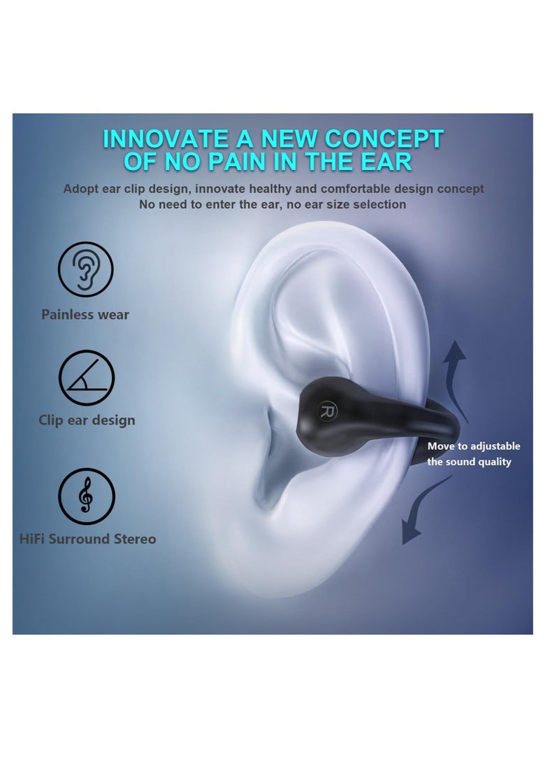 Wireless Open Ear Sport Headphones, Clip Earbuds with Digital Display Charging, Air Conduction Bluetooth Headset, With 5.3, for Cycling, Running, Workout, Driving (Black) - Image 3