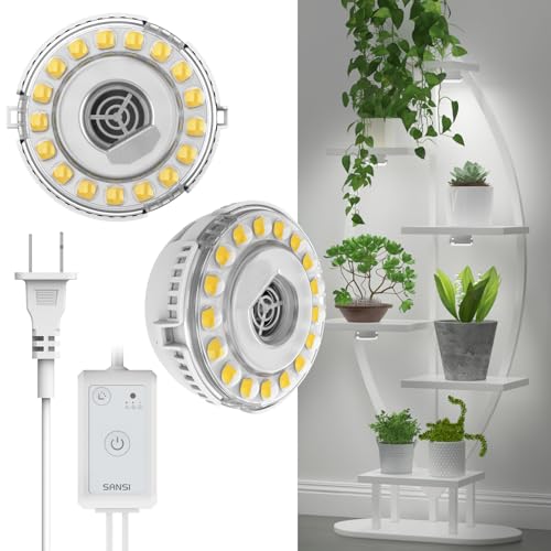 SANSI Puck Grow Light, LED Plant Light for Indoor Plants Full Spectrum Grow Lamp 10W (150 Watt Equiv), Small Hanging Plant Lamp with Timer Auto On Off 4 8 12 Hrs, 4-Level Dimmable for Plant Shelf - Image 1