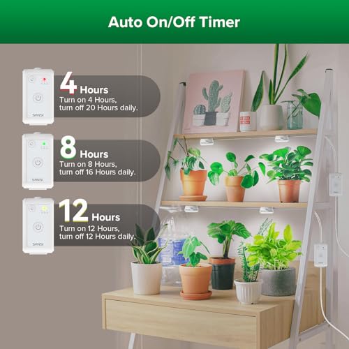 SANSI Puck Grow Light, LED Plant Light for Indoor Plants Full Spectrum Grow Lamp 10W (150 Watt Equiv), Small Hanging Plant Lamp with Timer Auto On Off 4 8 12 Hrs, 4-Level Dimmable for Plant Shelf - Image 2
