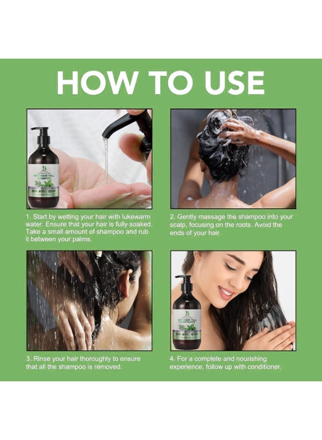 BEAUTY AMBITION Beauty Ambition Rosemary & Mint Anti-Hair Fall Shampoo & Conditioner Set for Hair Growth & Strength, 500ml x 2  - Image 3