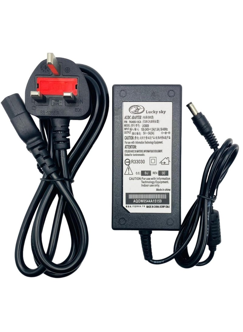 Lucky Sky Adapter DC 5V 5A, AC Adapter Power Supply Transformer Power Adapter Converter Wall Charge Adapter For Professional Home Use, black. (5V 5A) - Image 1