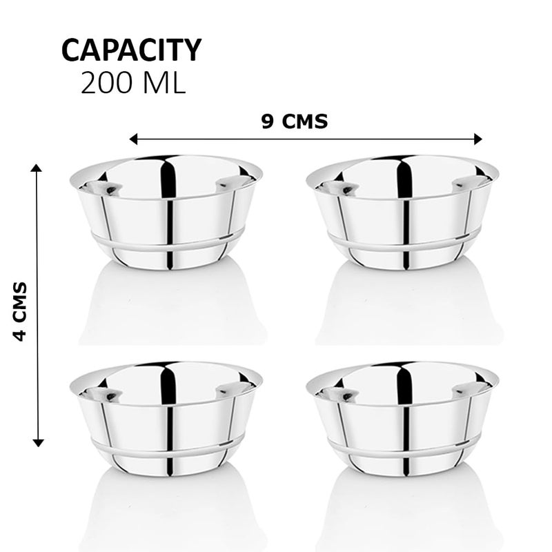 Ammantran Flower Wati- Stainless Steel Bowls | Multipurpose Serving Bowls for Daal, Raita, Gravy & Sweets | Durable & Elegant Kitchenware 200 ML, Set of 4 - Image 2