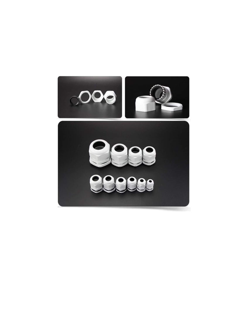 PG Gland White Pack of 5 pcs, Dust Proof Nylon Cable Gland With Locknut Ideal For Junction/connection Boxes Electrical Power, Tele & Data Cables, Instrumentation Control (PG-09)