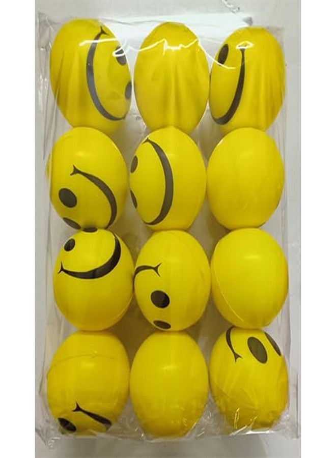 HK Balloons 12Pcs Smile Face Squeeze Balls - Soft Sponge Baby, Kids, Adults Smiley Balls - Stress Relief, Hand Therapy, Party Favors - Yellow - Image 3