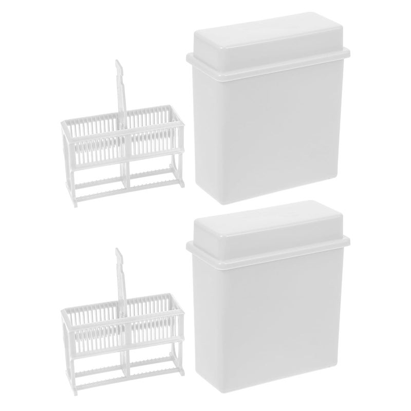 24pcs Plastic Microscope Slide Staining Jars and Slide Holder Rack Set with Sample Repair Box White Sturdy Lab Organizer for Research and Sample Storage - Image 1
