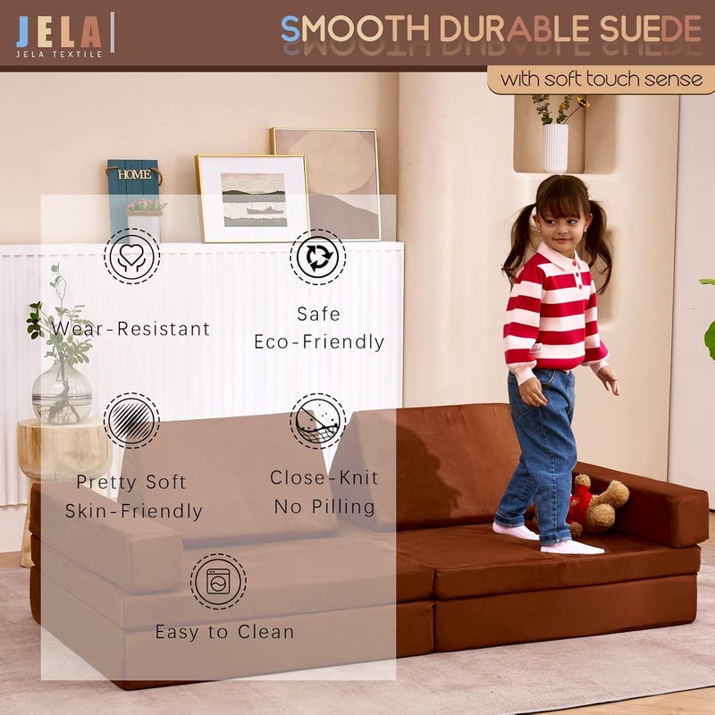 Jela Kids Extended Size Floor Sofa Couch 8PCS for Family - Modular Furniture for Adults, Playhouse Set for Toddlers Babies - Indoor Foam Play Couch - Image 3