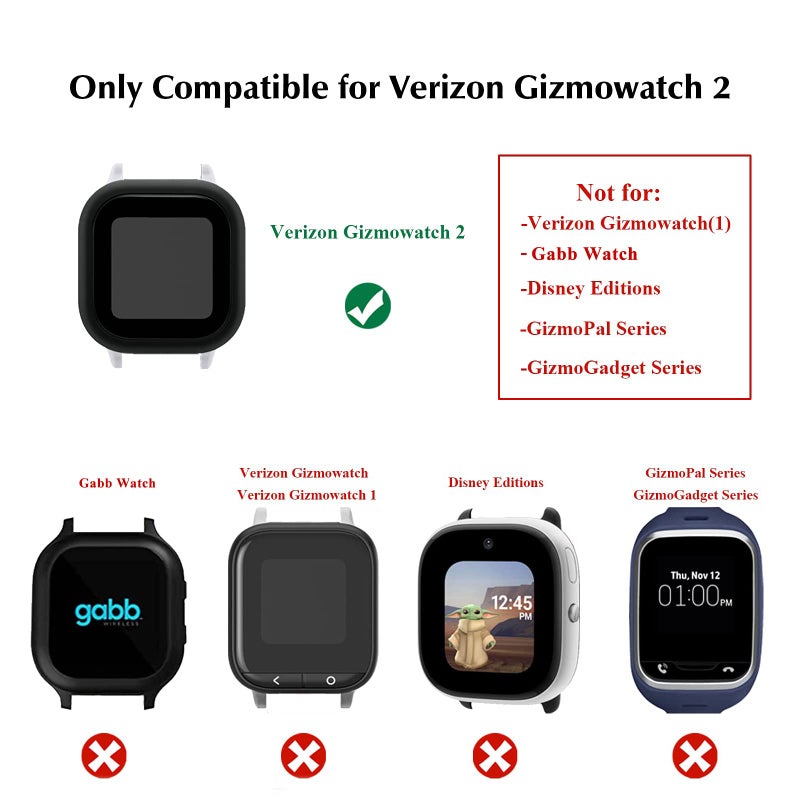 Snyeest [3-Pack] Snyeest Case Compatible for Gizmo Watch 2 Screen Protector for Kids, Tempered Glass case Only Compatible for Verizon Gizmo Watch 2(Black+Clear+Blue) - Image 2