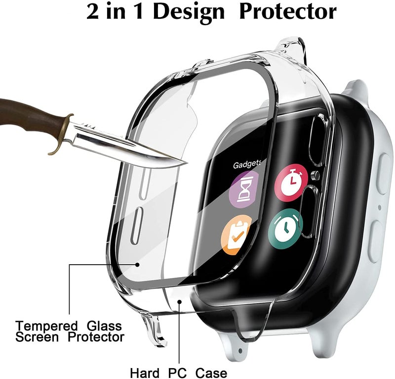 Snyeest [3-Pack] Snyeest Case Compatible for Gizmo Watch 2 Screen Protector for Kids, Tempered Glass case Only Compatible for Verizon Gizmo Watch 2(Black+Clear+Blue) - Image 4