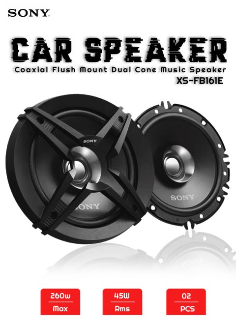 SONY Xplod Car Speaker Dual Cone 45W/260W Music Speaker 16cm Flush Mount Mega Bass - SONY XSFB161E