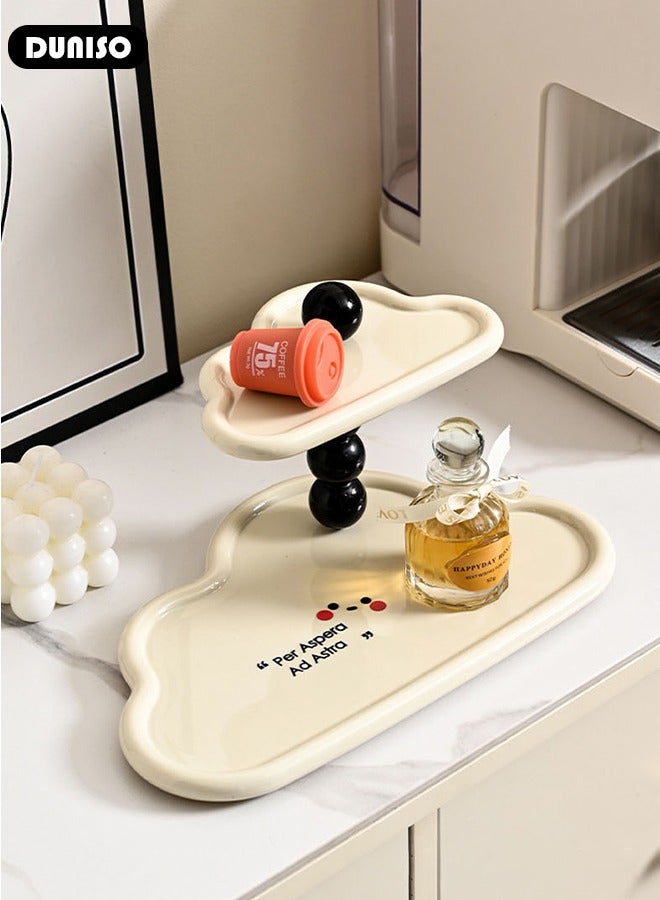 DUNISO 2-Tier Multifunction Countertop Organizer,Makeup Organizer for Cosmetics Perfume Vanity Skincare Organizer for Bedroom,Key storage Organizer For Entrance,Corner Bathroom Counter Organizer,Home decoration tray - Image 4