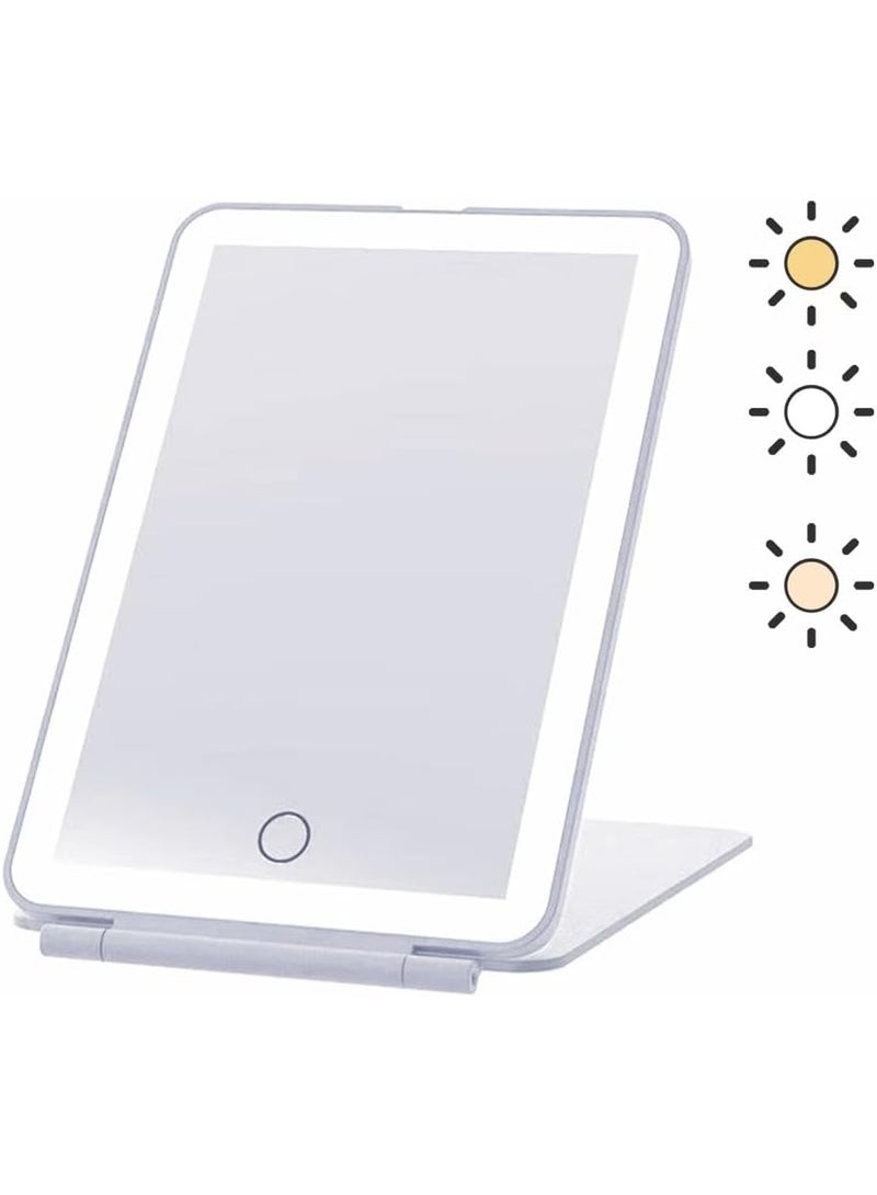 القابلة لإعادة الشحن مرآة المكياج السفر الغرور مع أضواء LED,مرآة تجميل المكياج المحمولة المضاءة,مرآة مكياج ملونة 3 مع مرآة مستحضرات التجميل القابلة للطي LED 360 درجة مع أضواء (أبيض) - Image 1