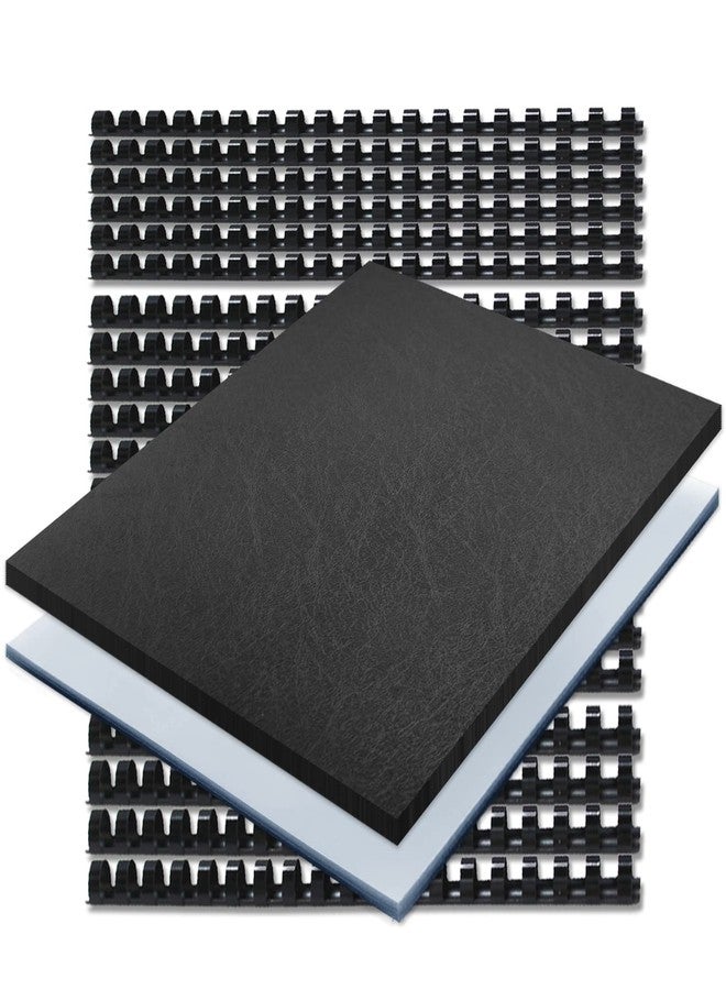 Binditek 60 Pack Binding Covers kit, Includes 20 8Mil Clear PVC, 20 Black Leather-Textured Heavyduty Polycovers, 20 Plastic Comb Spines, for 8.5x11 Inches, Office Supplies - Image 1
