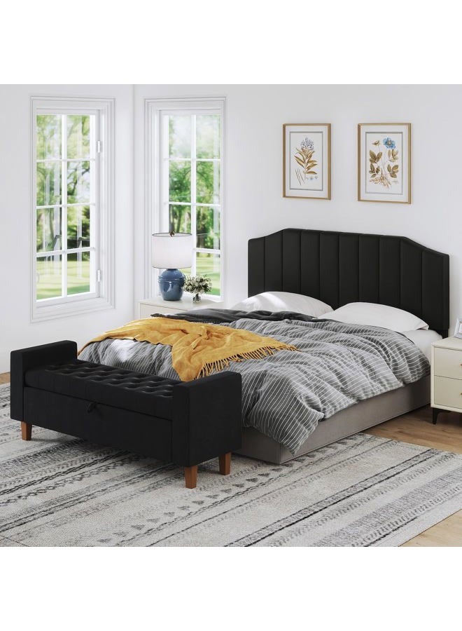 Furpopup King Size Headboard Only, Velvet Upholstered Headboard King/California King Size Wall Mount and Bed Frame Mount, Featuring High-Density Sponge Padding Easy Assembly Comfort Style-Black - Image 3