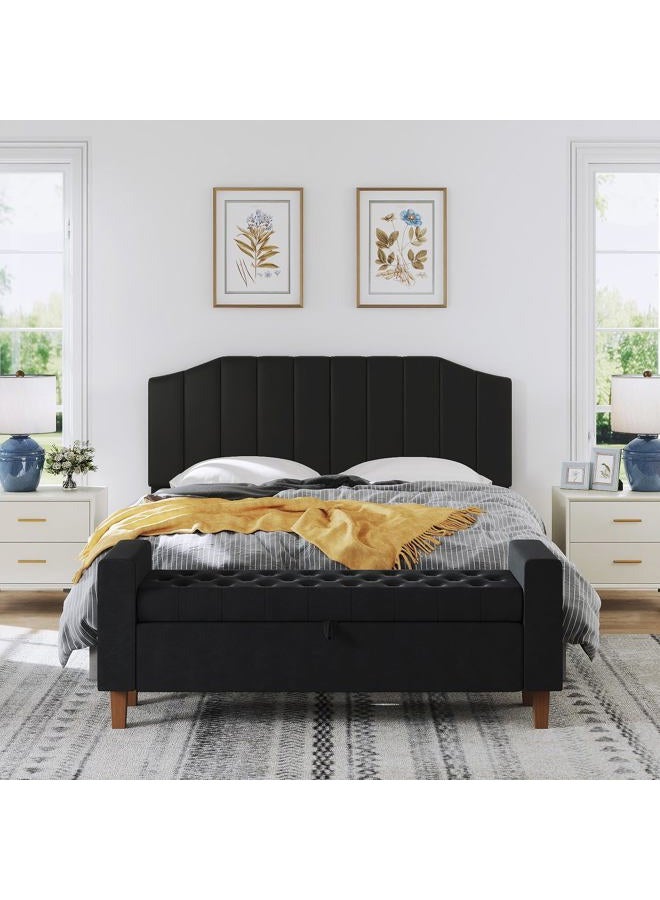 Furpopup King Size Headboard Only, Velvet Upholstered Headboard King/California King Size Wall Mount and Bed Frame Mount, Featuring High-Density Sponge Padding Easy Assembly Comfort Style-Black - Image 5