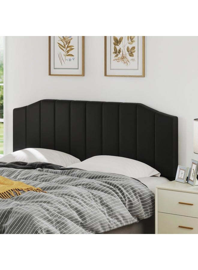 Furpopup King Size Headboard Only, Velvet Upholstered Headboard King/California King Size Wall Mount and Bed Frame Mount, Featuring High-Density Sponge Padding Easy Assembly Comfort Style-Black - Image 1