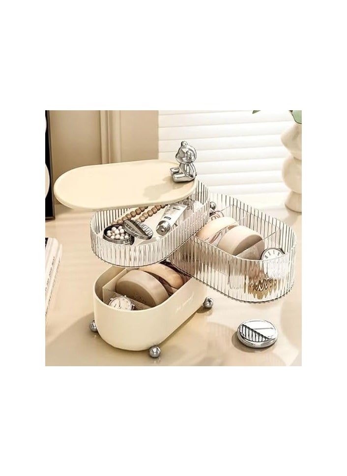QSHOP - QSHOP 360 Degree Rotating Jewelry Accessories Organizer, Hair and Hair Ties Organizer Plastic Bathroom Container with Lid, Jewelry Organizer for Earrings, Rings, Necklaces - Image 1