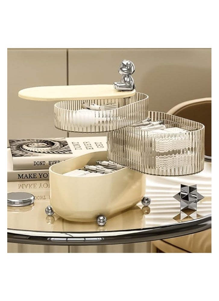 QSHOP - QSHOP 360 Degree Rotating Jewelry Accessories Organizer, Hair and Hair Ties Organizer Plastic Bathroom Container with Lid, Jewelry Organizer for Earrings, Rings, Necklaces - Image 1