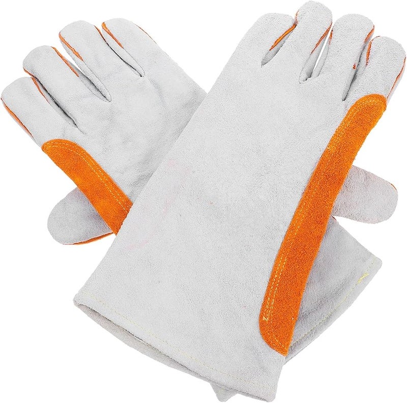 Heat Resistant Leather Welding Gloves Extended Wrist Protection Professional Outdoor Electrical Work - Image 1