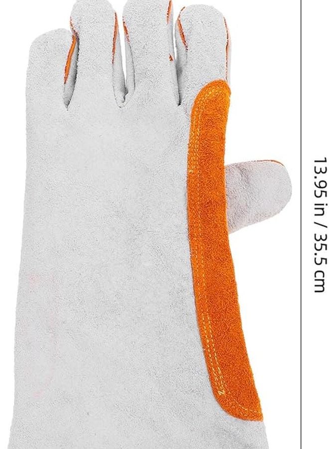 Heat Resistant Leather Welding Gloves Extended Wrist Protection Professional Outdoor Electrical Work - Image 3