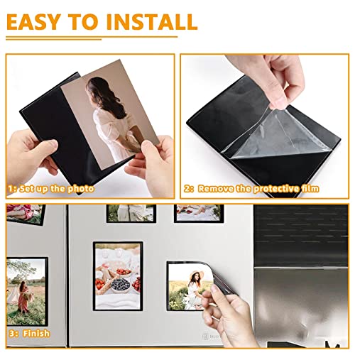 Mingting Magnetic Picture Frame, Holds 5X7 Inches Pictures, Reusable Black Magnet Fridge Photo Sleeves for Refrigerator, Locker,Office Cabinet (Black, 6) (6Pcs) - Image 5