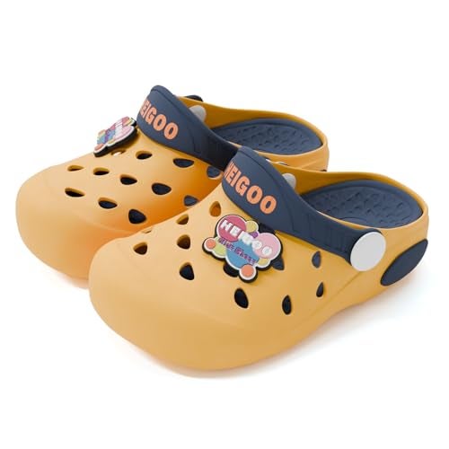 HEIGOO Toddler Silicone NonSlip Clogs for Boys Girls Soft FootProtecting SlipOn Cartoon Design QuickDry for Beach Pool PlaygroundYellow - Image 1