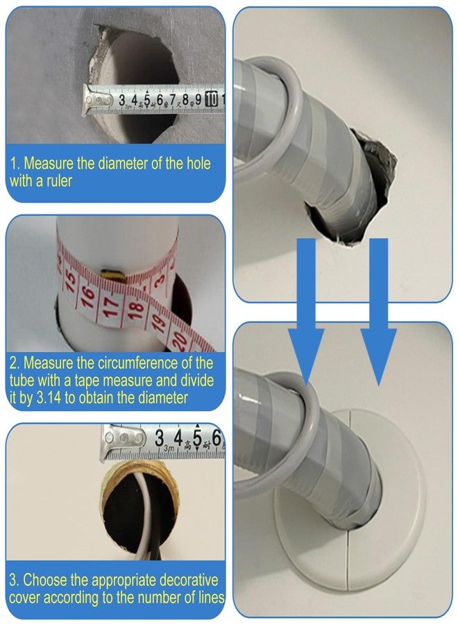 MroMax 2Pcs Wall Split Flange for 2.5"/64mm Diameter Pipe ABS Round Self-Adhesive Escutcheon Plates 5.1"/130mm OD Plumbing Cover Plate Cover for Water Pipe Faucet Wall Hole Decoration Accessories (White) - Image 5