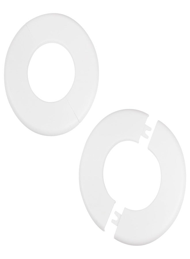 MroMax 2Pcs Wall Split Flange for 2.5"/64mm Diameter Pipe ABS Round Self-Adhesive Escutcheon Plates 5.1"/130mm OD Plumbing Cover Plate Cover for Water Pipe Faucet Wall Hole Decoration Accessories (White) - Image 1