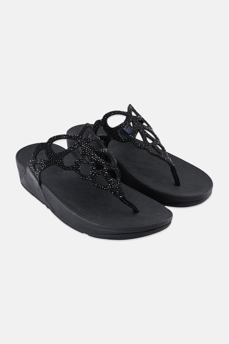 FitFlop Women Bumble Crystal Toe Post Sandals, Black  - Image 1