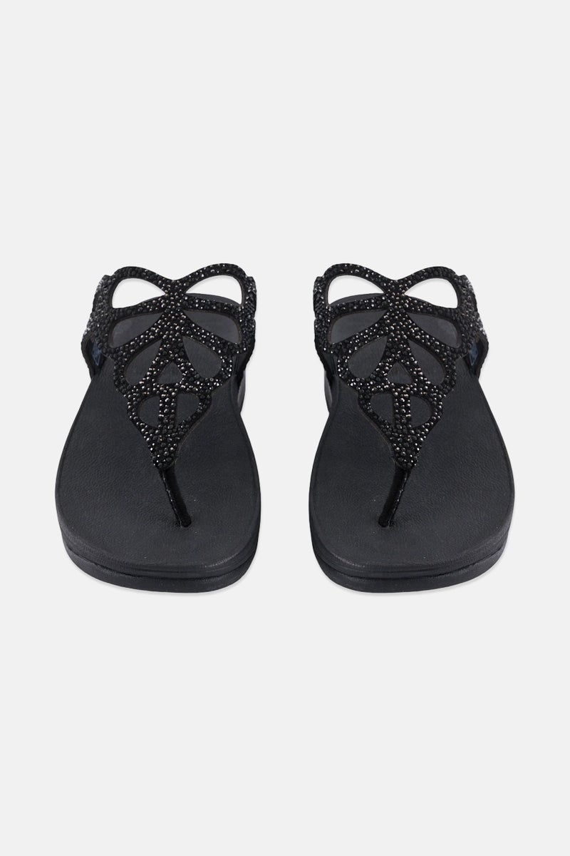 FitFlop Women Bumble Crystal Toe Post Sandals, Black  - Image 4