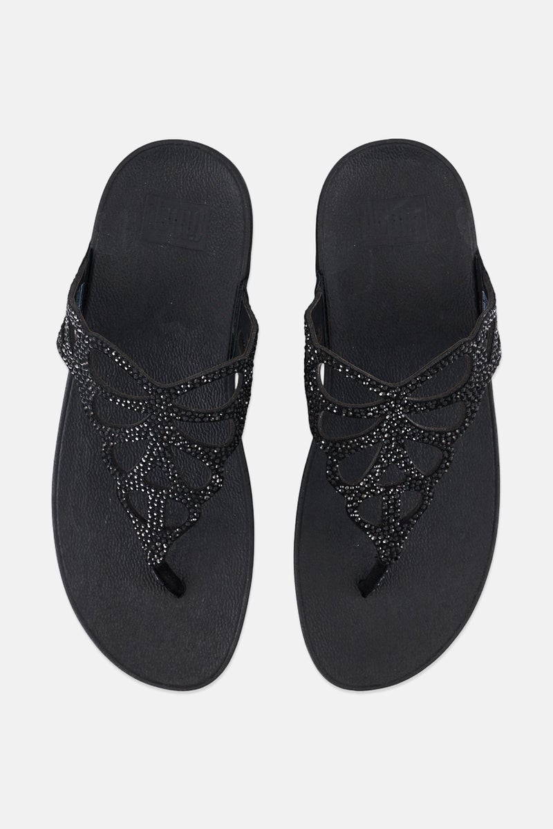 FitFlop Women Bumble Crystal Toe Post Sandals, Black  - Image 3