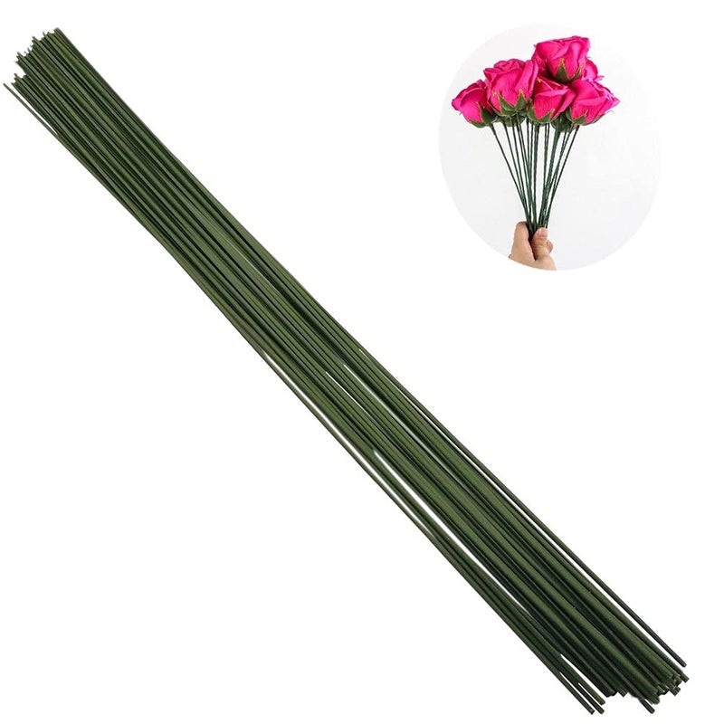 Kosh Flower Making Hard Wire Green Tape Floral Wire Stem for Flower Making Flower Decoration Flower Arrangement Stem Wire Wire Stick for Art and Craft Flower Making Set of 50 Wires
