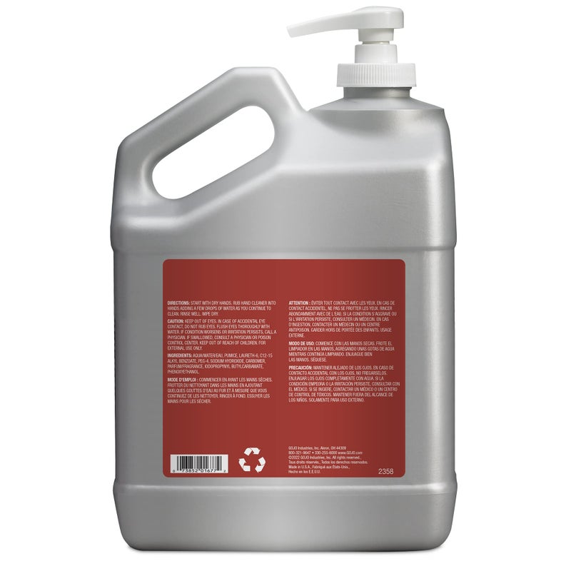 GOJO Cherry Gel Pumice Hand Cleaner Cherry Fragrance, 1 Gallon Hand Cleaner with Pumice in Pump Bottle (Pack of 1) - 2358-02 - Image 2