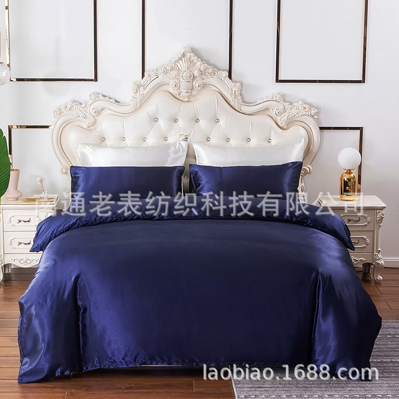 Home Textile Manufacturers Supply Sedin Kits Simulation Silk Solid Color Bedding - Image 3
