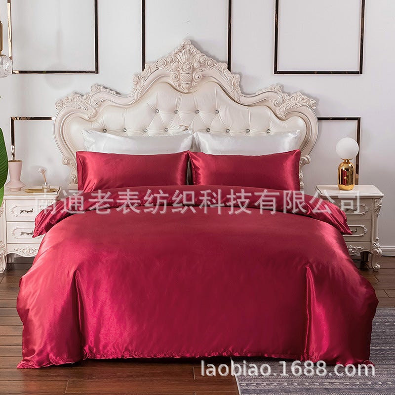 Home Textile Manufacturers Supply Sedin Kits Simulation Silk Solid Color Bedding - Image 4