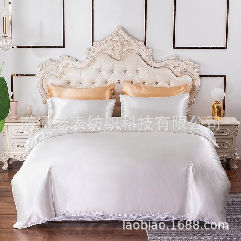 Home Textile Manufacturers Supply Sedin Kits Simulation Silk Solid Color Bedding - Image 2