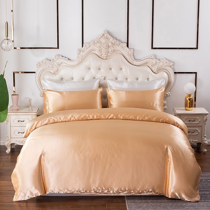 Home Textile Manufacturers Supply Sedin Kits Simulation Silk Solid Color Bedding - Image 1