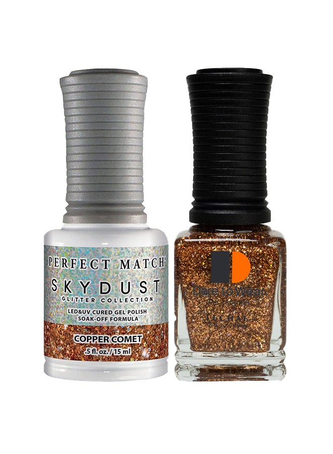 Lechat Gel Nail Polish, Gel Polish Soak Off Led U V Nail Gel Polish Sky Dust Glitter Copper Comet Sdms11 - Image 1