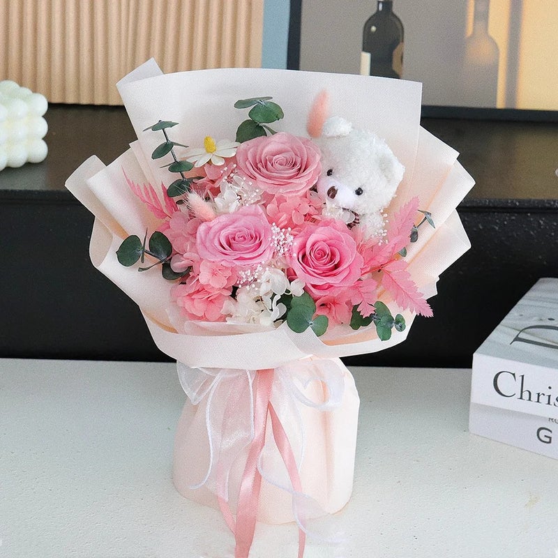Bluejw Handmade Everlasting Dried Flowers Bouquet – Natural Real Preserved Dried Plants Arrangement for Christmas, Valentine's Day & Birthday Decor - Image 3