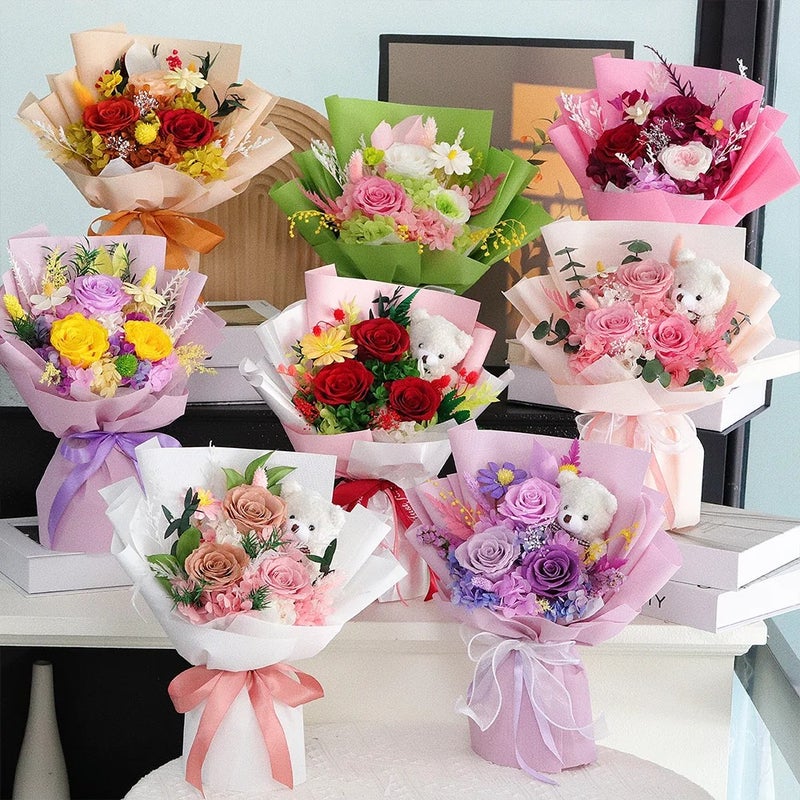 Bluejw Handmade Everlasting Dried Flowers Bouquet – Natural Real Preserved Dried Plants Arrangement for Christmas, Valentine's Day & Birthday Decor - Image 5